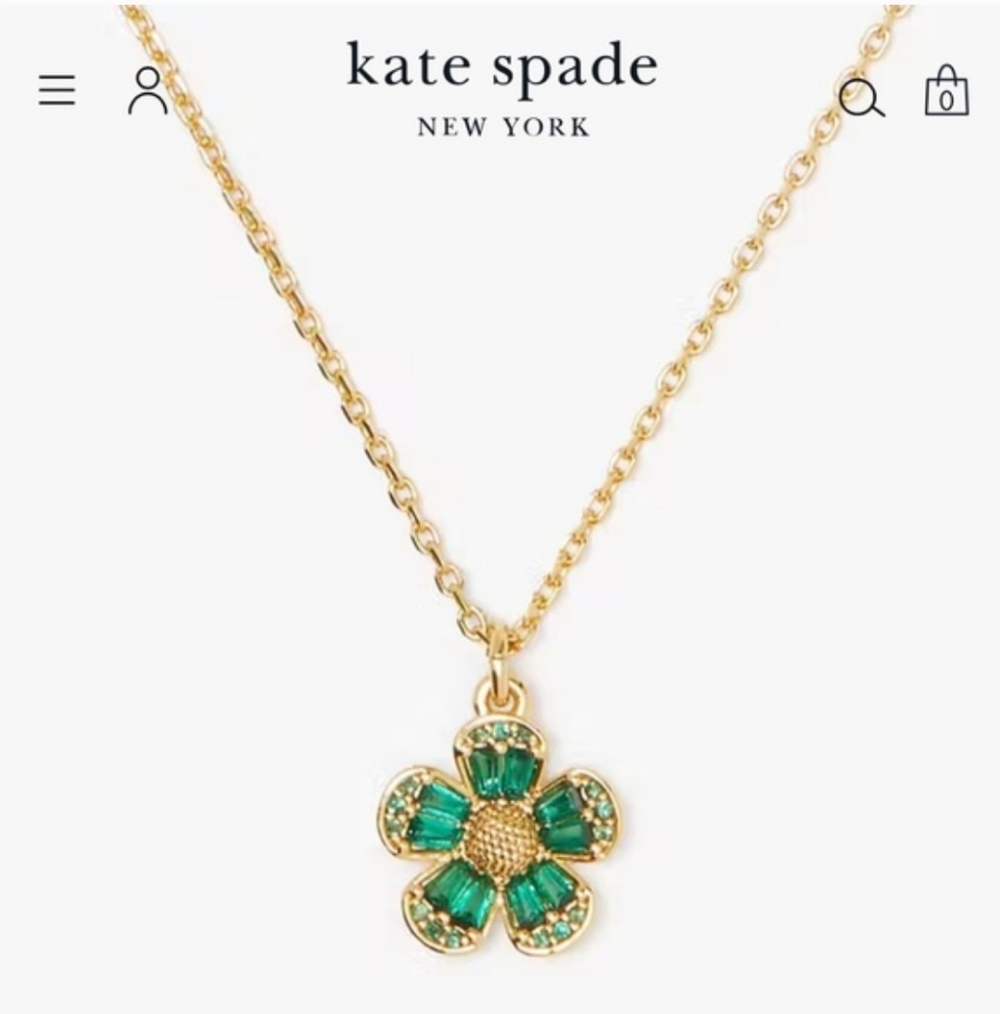 Kate Spade Fleurette Cubic Zirconia Pendant Necklace Green